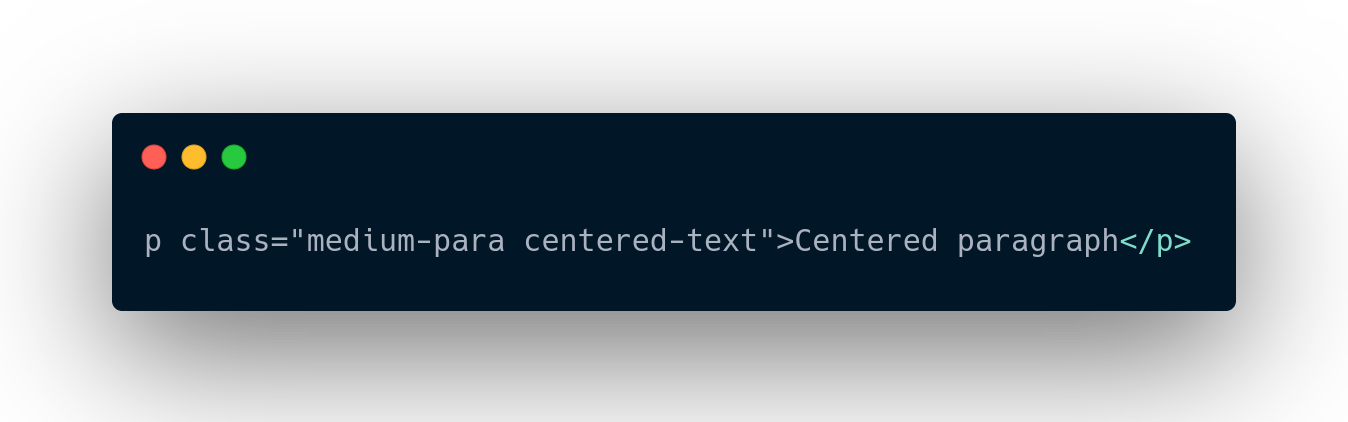 Code Snippet for centered paragraph