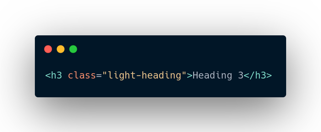 Code Snippet for h3 heading